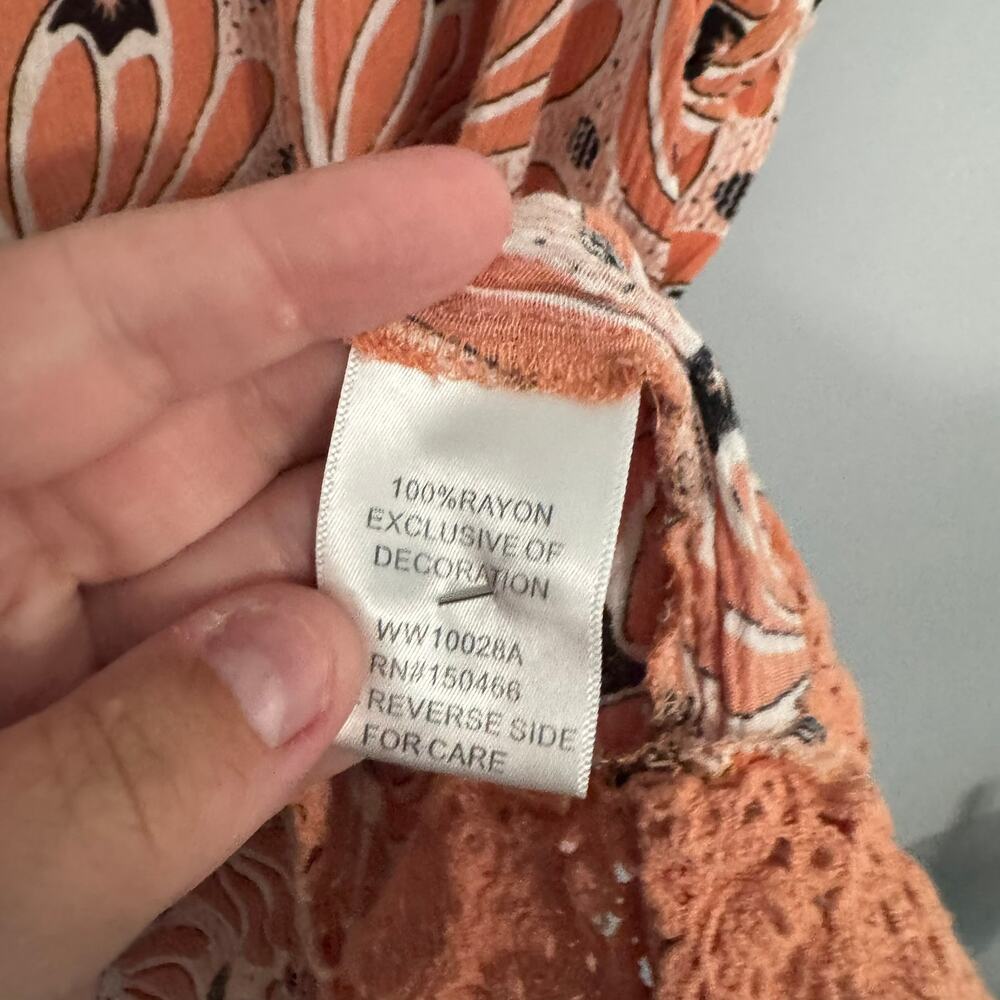 Market & Spruce Peachy Orange Printed Sleeveless Tank Top Women's Size Medium - Picture 5 of 7
